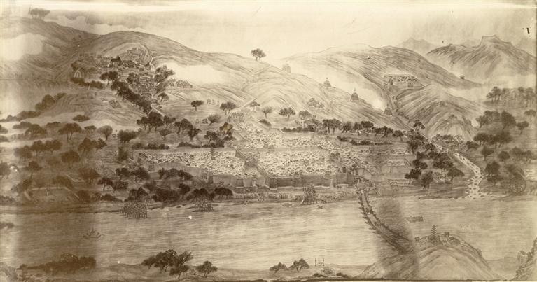 波塔宁绘制的《兰州山河城池图》