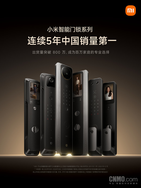 小米智能门锁销量连续5年中国第一！出货量突破800万