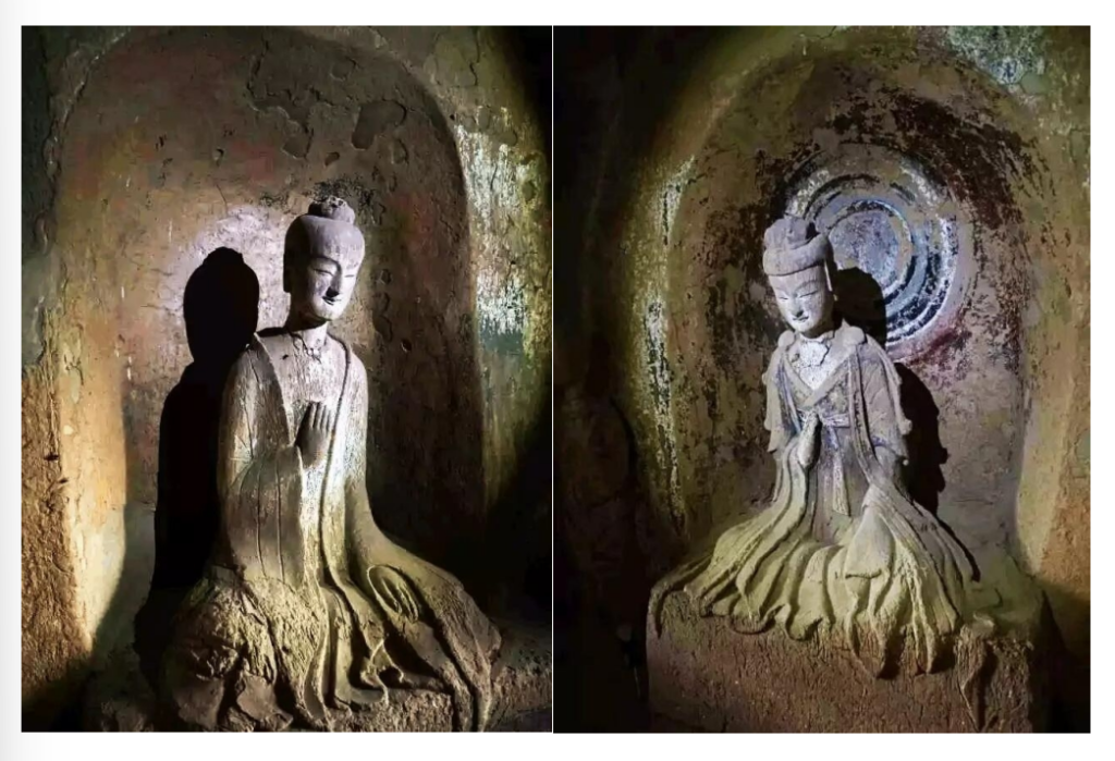 麦积山123窟的维摩居士和文殊菩萨