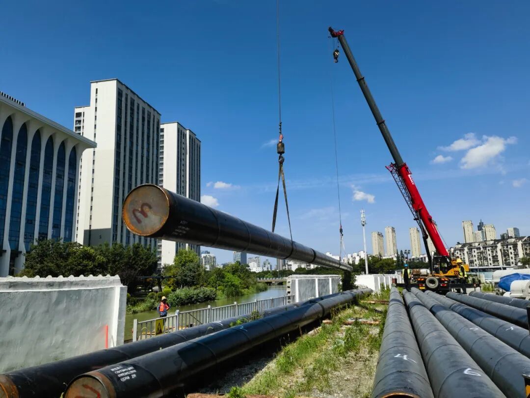 南塘河再生水生态补给项目施工现场