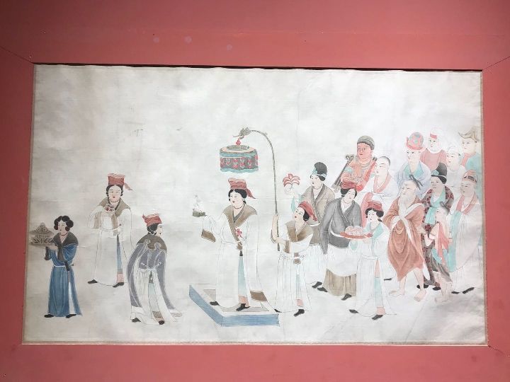 常沙娜16岁时临摹的敦煌壁画《吐蕃普赞礼佛图》（资料照片）　新华社记者　张玉洁　摄