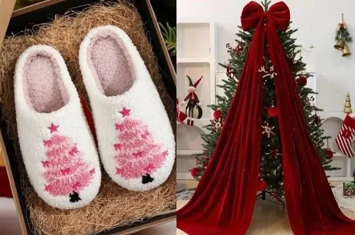 卖爆的圣诞毛绒拖鞋与超大圣诞蝴蝶结