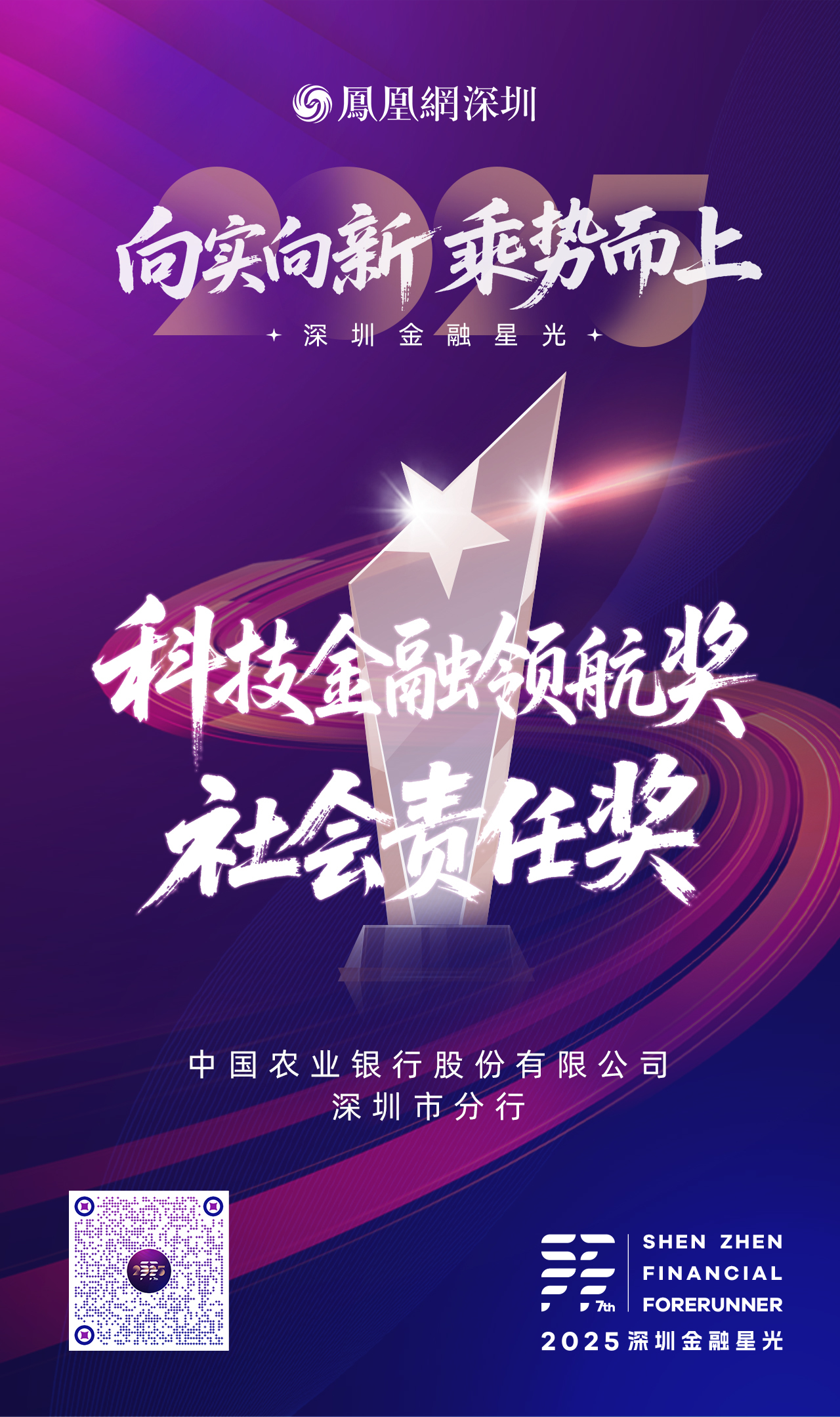 SZFF·2025深圳金融星光|中国农业银行股份有限公司深圳市分行荣膺2025科技金融领航奖和社会责任奖两项大奖