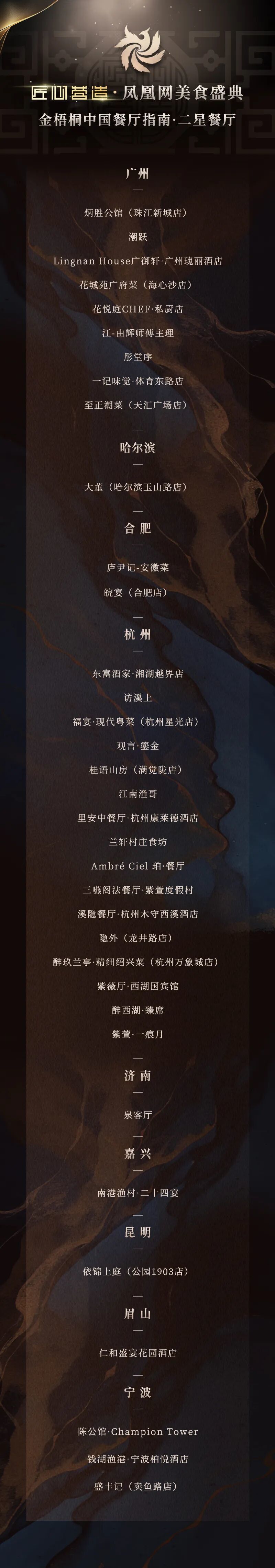 2025金梧桐中国餐厅指南星级餐厅完整榜单揭晓