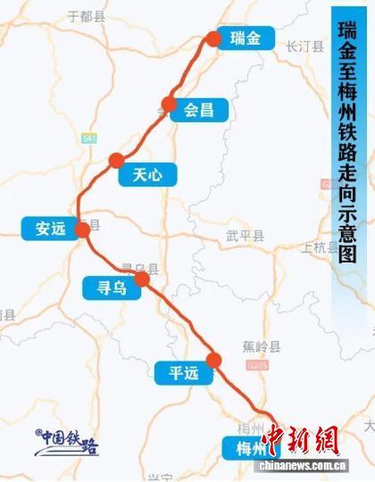 图为瑞梅铁路线路走向示意图。中国国家铁路集团有限公司供图