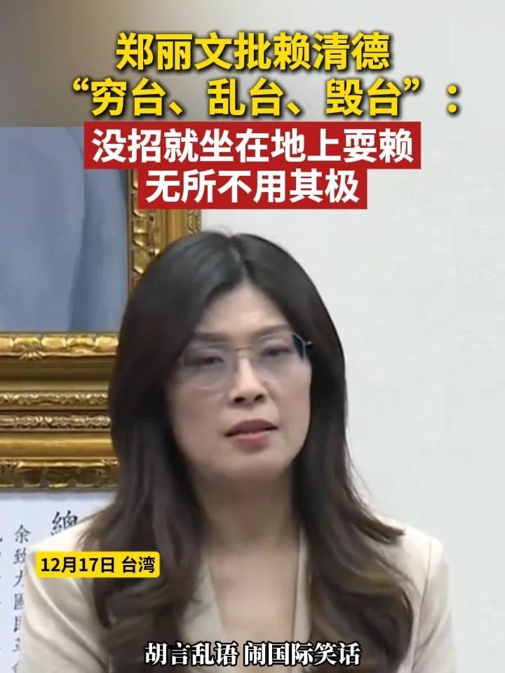 郑丽文批赖清德“穷台、乱台、毁台”：没招就坐在地上耍赖，无所不用其极#台湾 #郑丽文