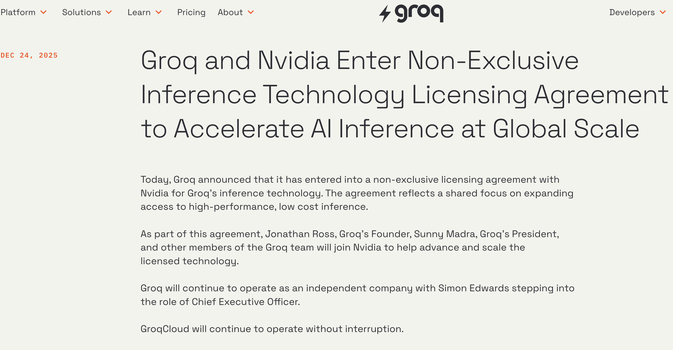 Groq简单公布了交易