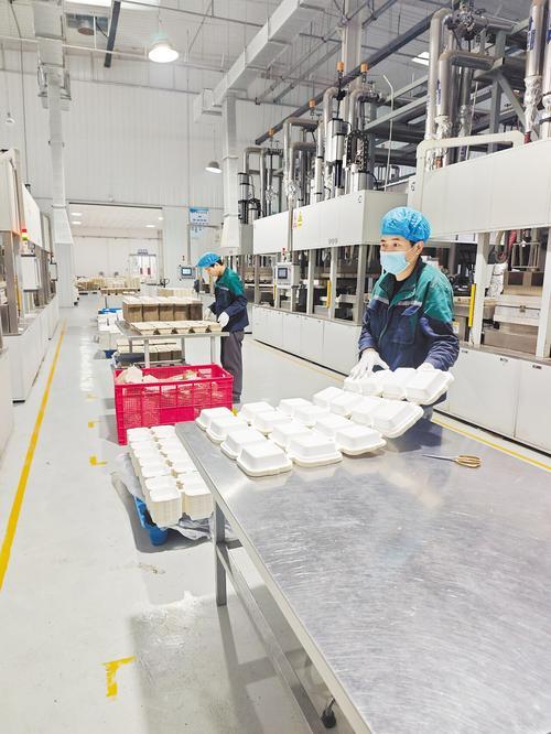 12月18日，河北谷芮环保包装制品有限公司生产车间内，工人正在对产品进行质检。 本报记者 王思达摄