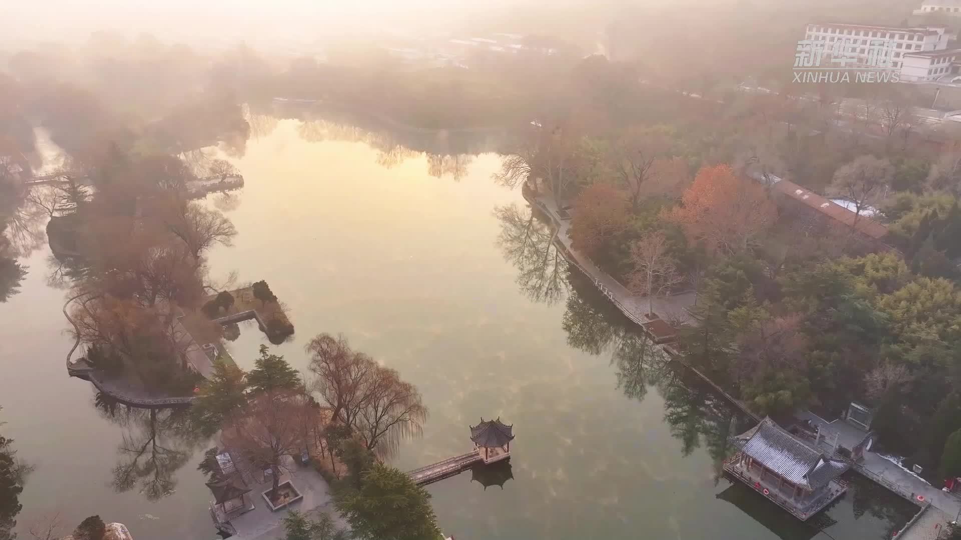 瞰中国｜山东潍坊：冬湖烟霭