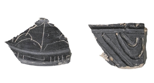 带纹饰的龙山文化黑陶片