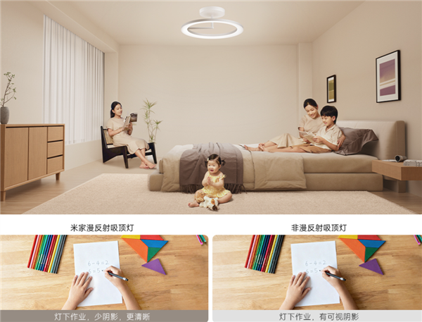 1899元的米家漫反射吸顶灯上市！亮度/护眼碾压普通灯：无频闪、少阴影