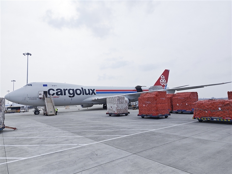 盧森堡貨航貨機。記者 徐聰 攝