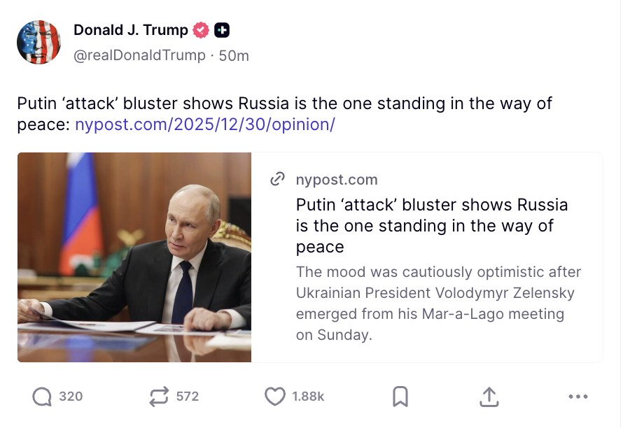 关于“普京官邸遭乌袭击”,特朗普的最新表态意味深长