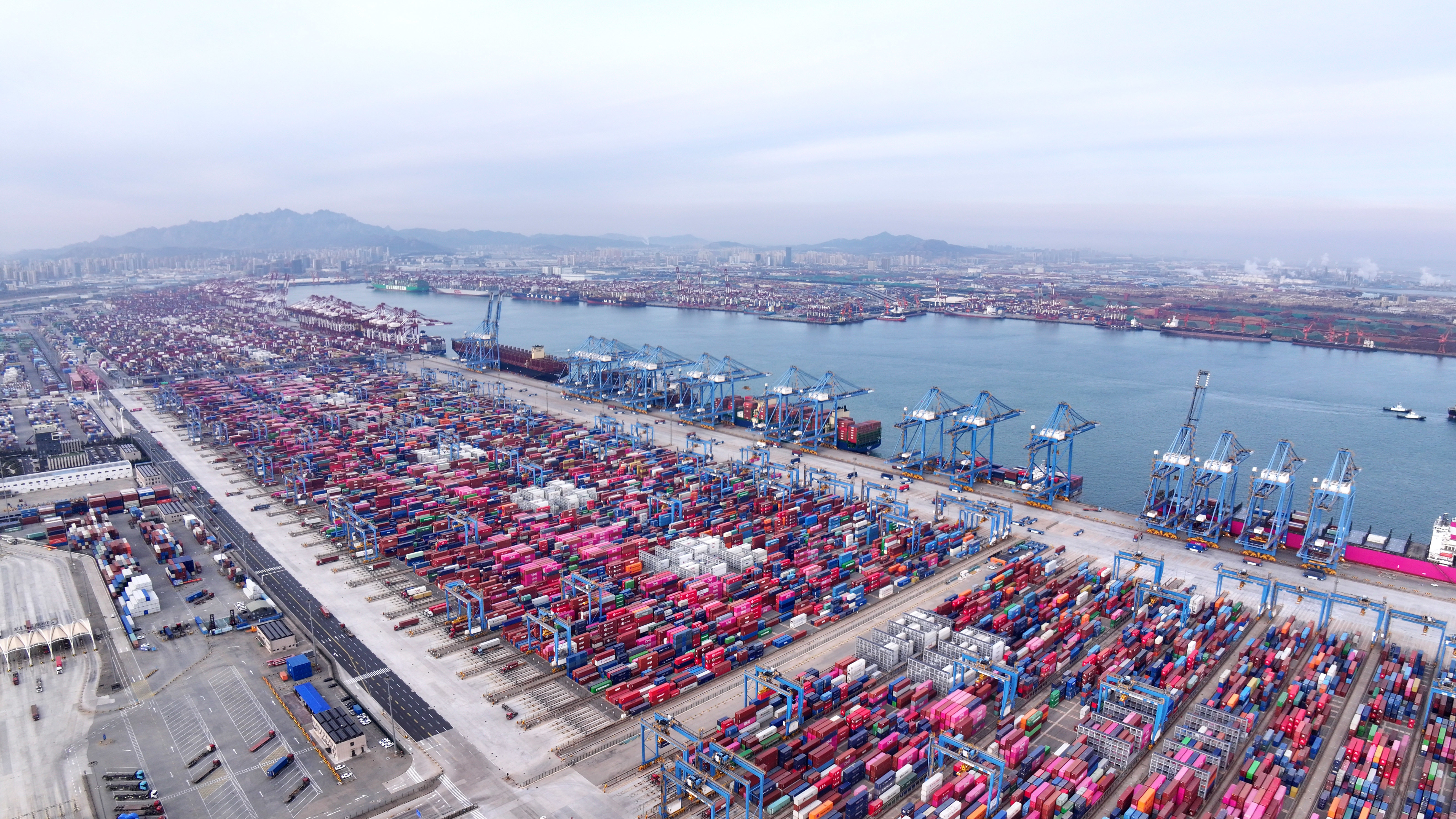 新年新干劲！山东港口青岛港元旦当天生产热火朝天，全力保障物流大动脉畅通！