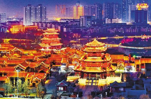 近日无人机拍摄的沧州南川老街夜景。本报记者 张昊摄