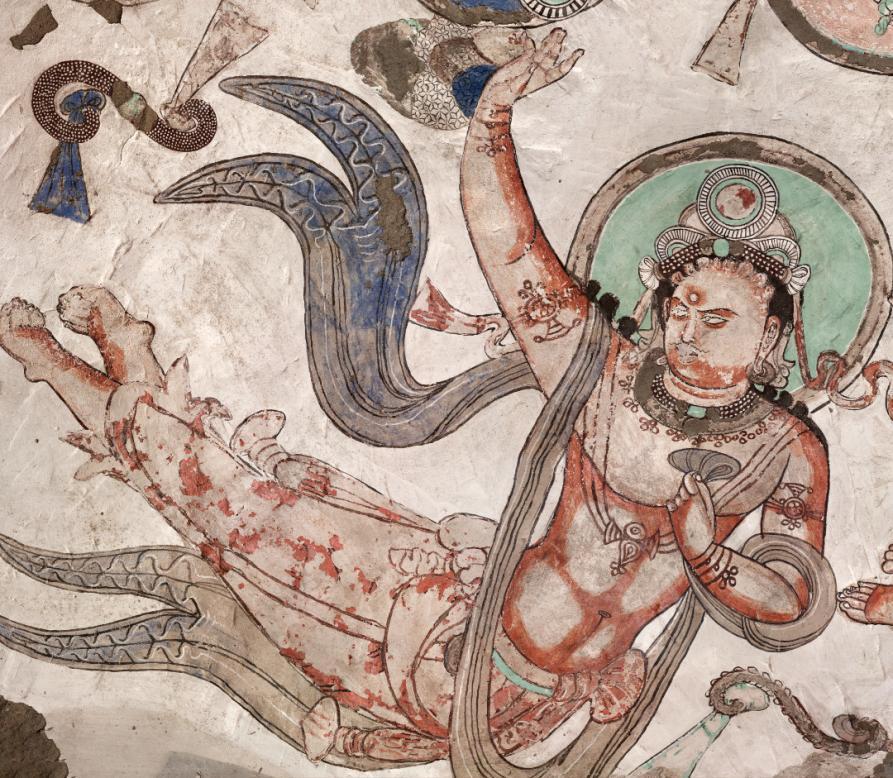 公元7世纪克孜尔石窟新1窟后室顶部飞天