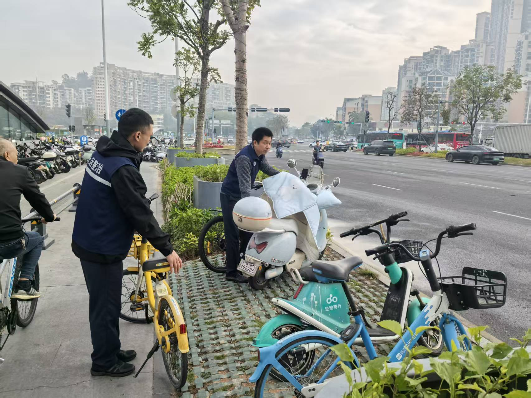 西乡街道整治“最后一公里”乱象 守护地铁站口文明秩序——河西社区开展共享单车、电单车专项整治行动