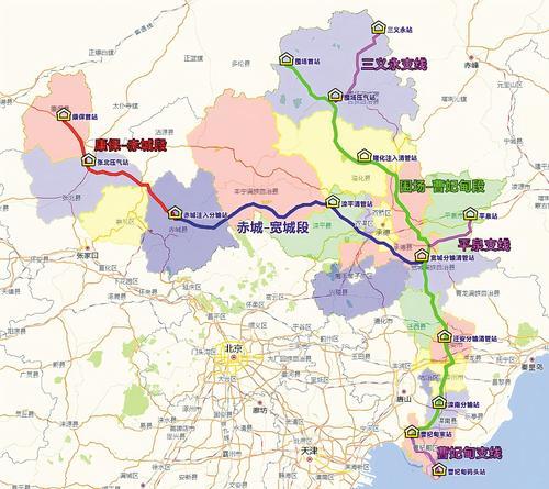 康保至曹妃甸氢气长输管道线路示意图。 张家口市能源局供图