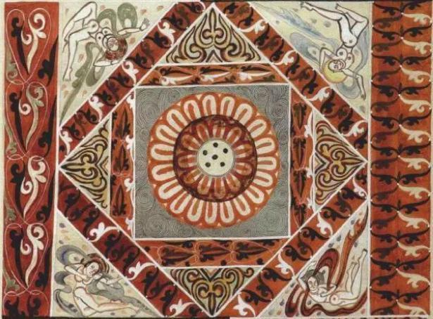 莫高窟第428窟的裸体飞天平棋图案