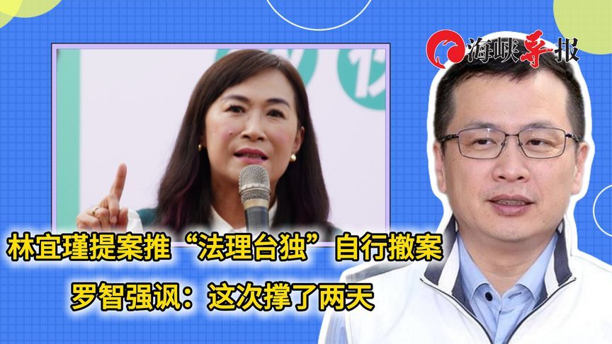 赖清德嫡系提案推“法理台独”自行撤案，罗智强讽：这次撑了两天
