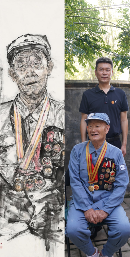 抗战老兵——李法真 60cm*240cm 纸本水墨 2025年