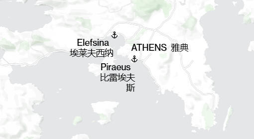 埃莱夫西纳港距离比雷埃夫斯港,海岸线距离