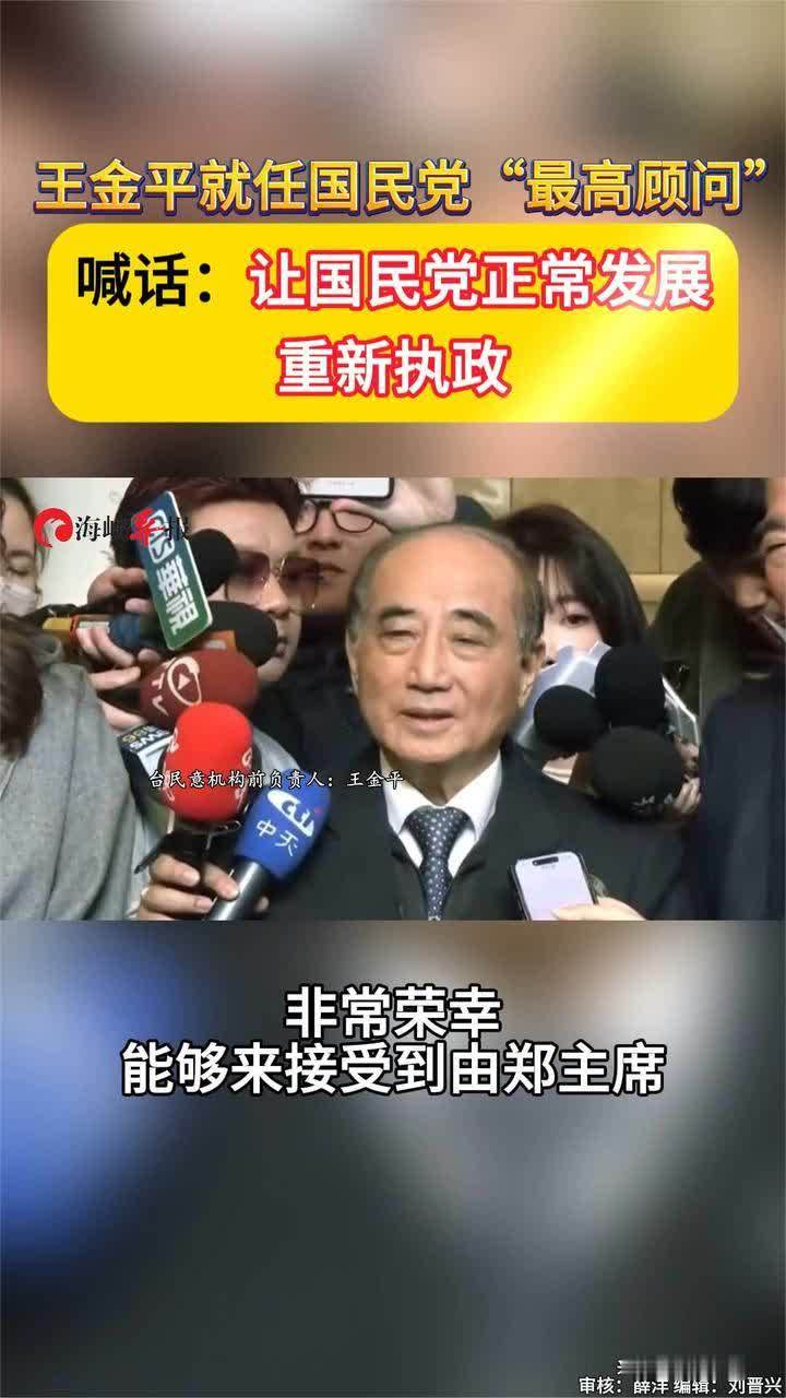 王金平就任国民党“最高顾问”喊话：让国民党正常发展重新执政