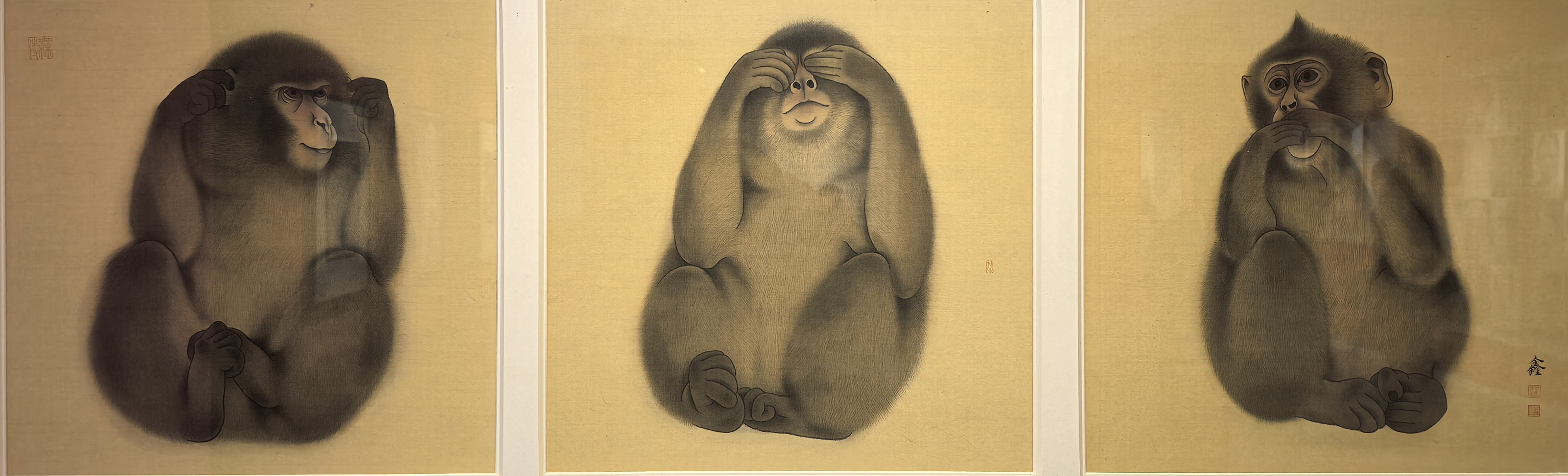 国画 《三不猴》罗玉鑫绘