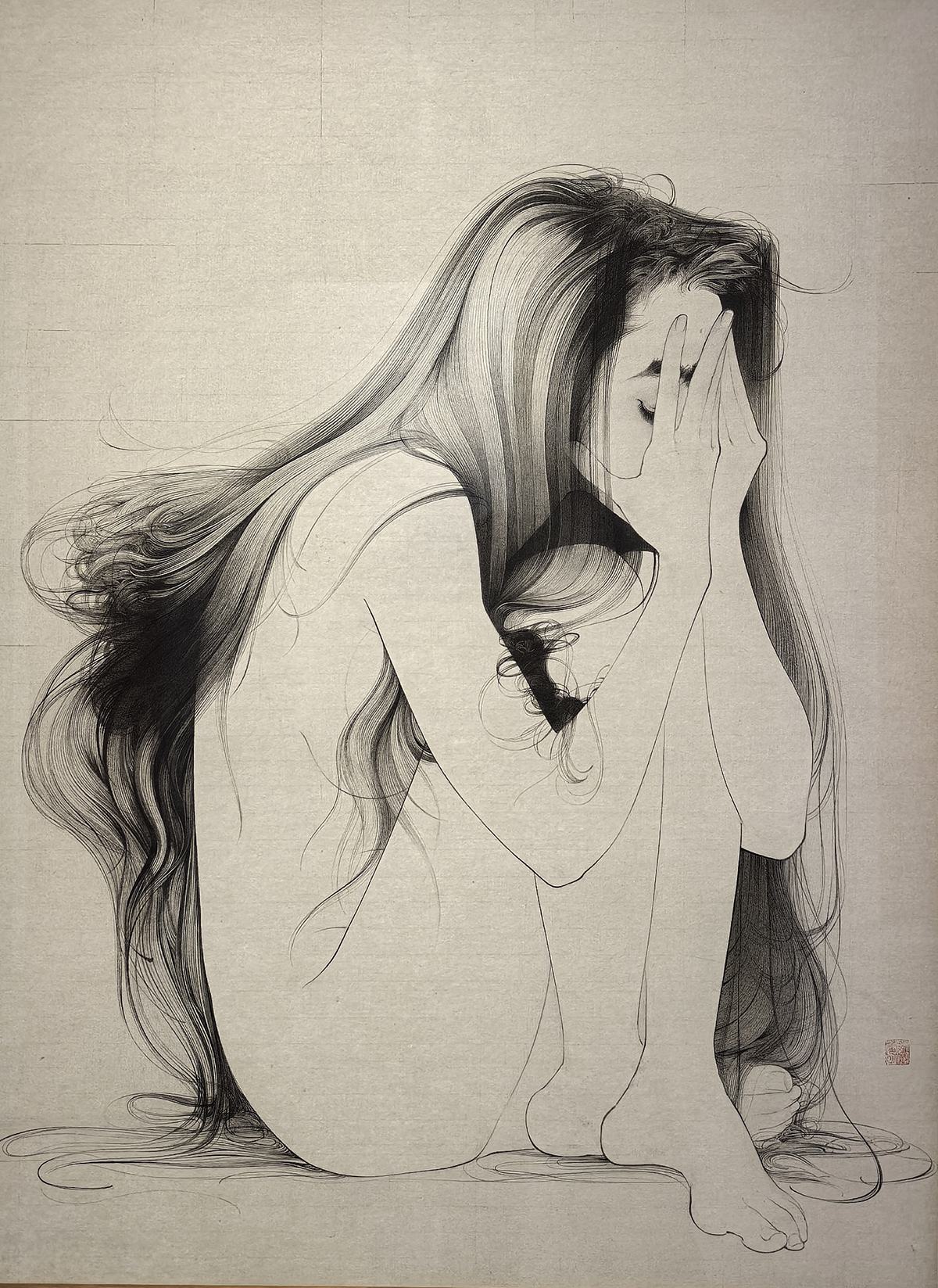 国画 《会过去的》罗寒蕾绘