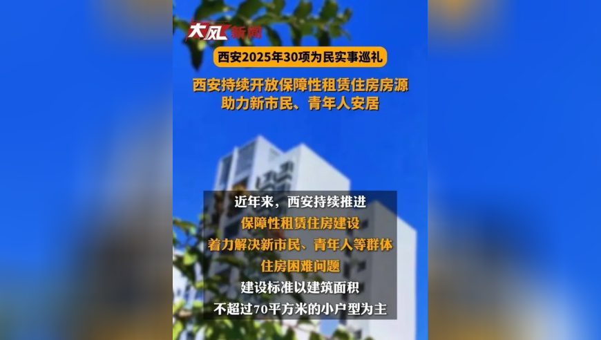 西安持续开放保障性租赁住房房源 助力新市民、青年人安居
