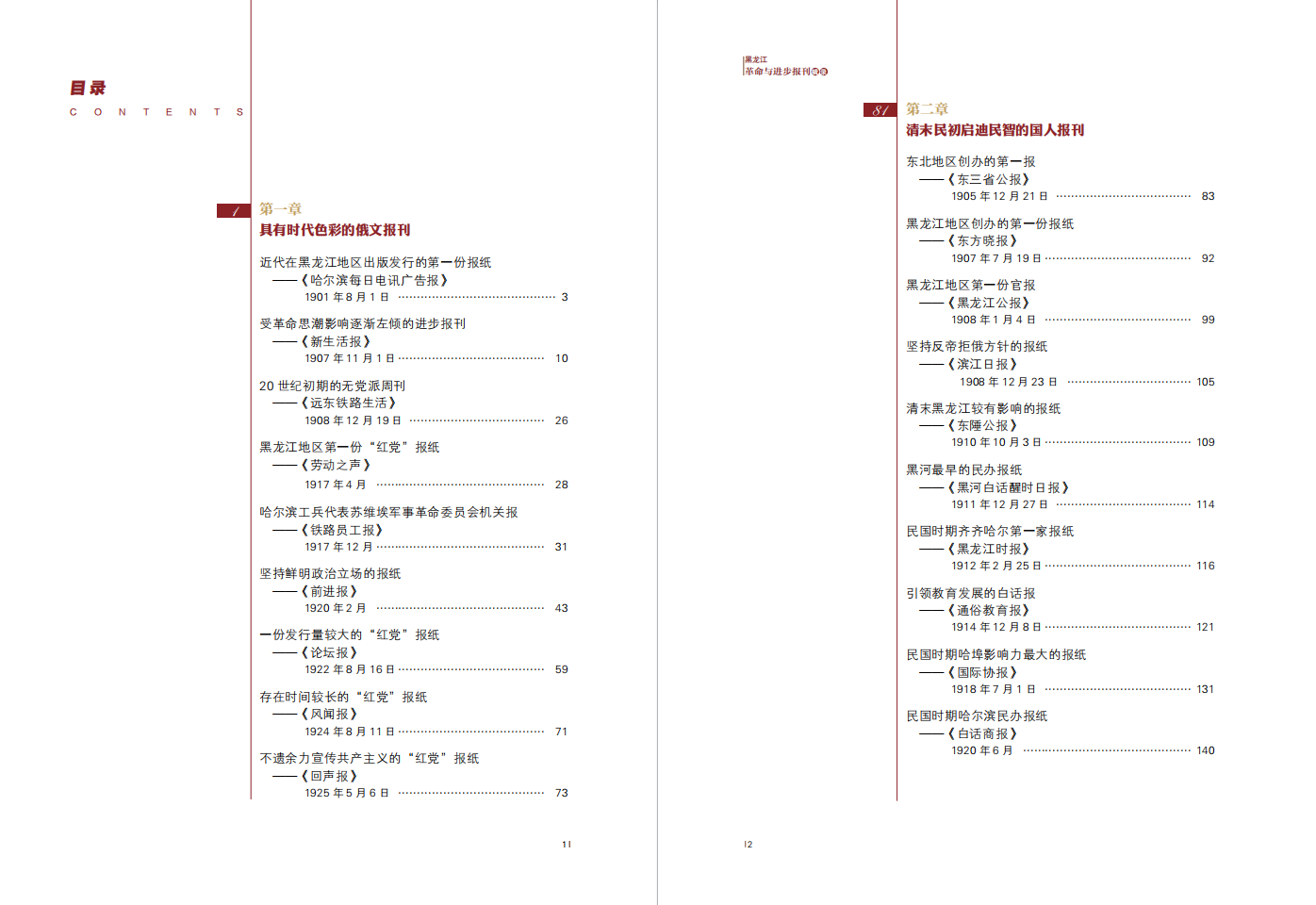 《黑龙江革命与进步报刊辑录》目录