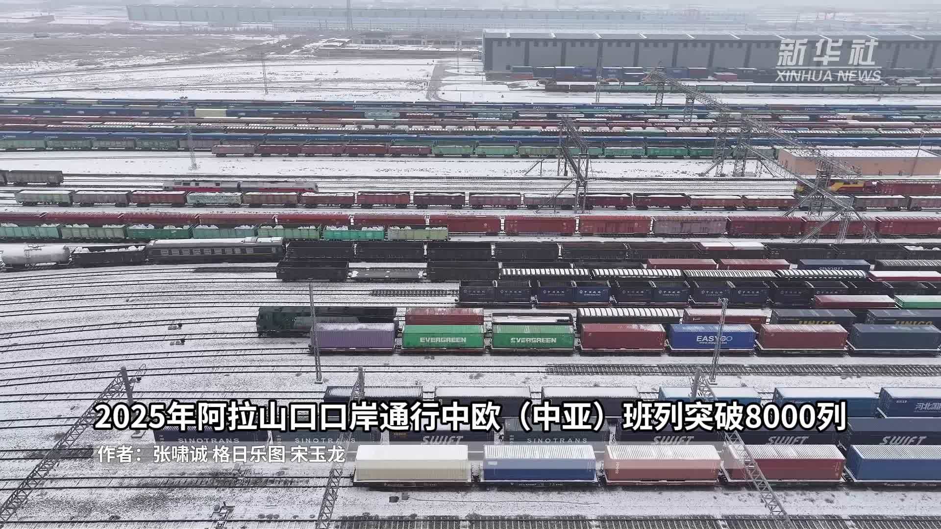 2025年阿拉山口口岸通行中欧(中亚)班列突破8000列
