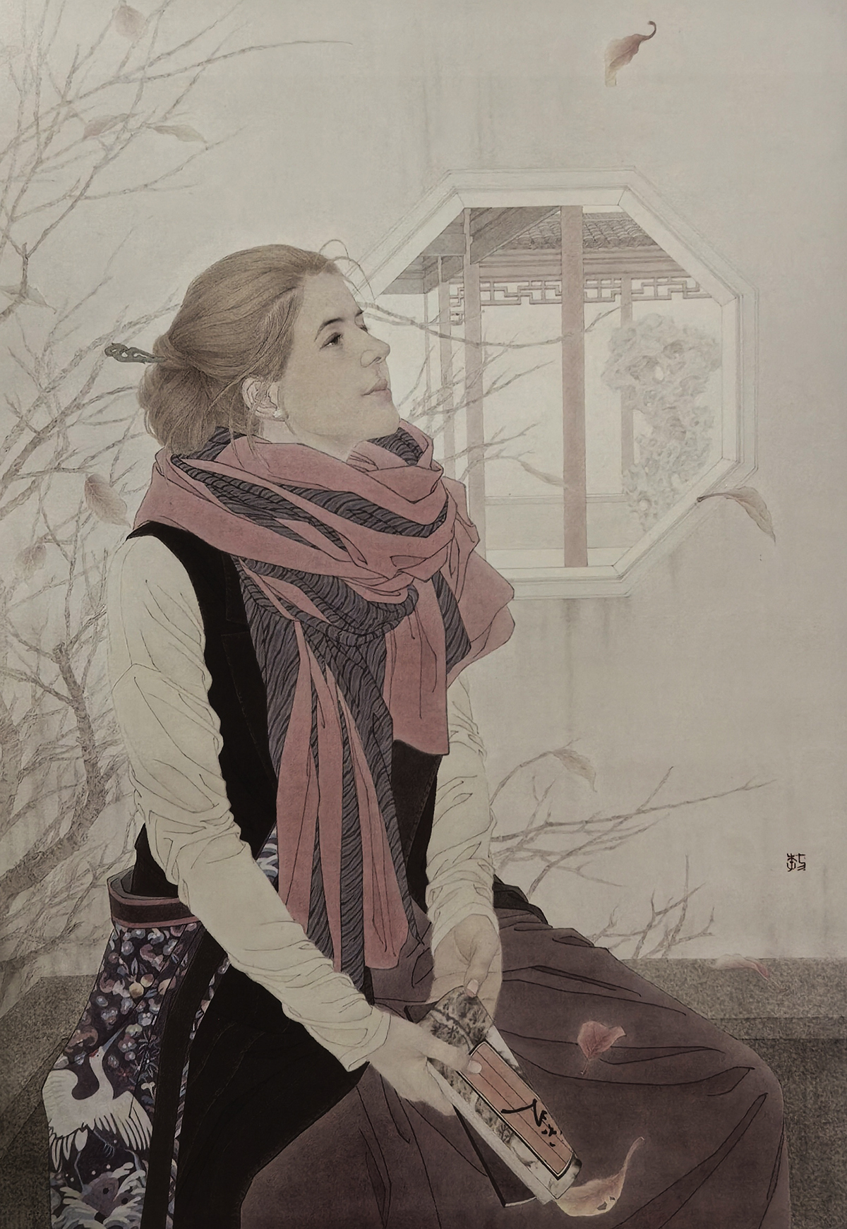 国画 《有朋自远方来》方李绘