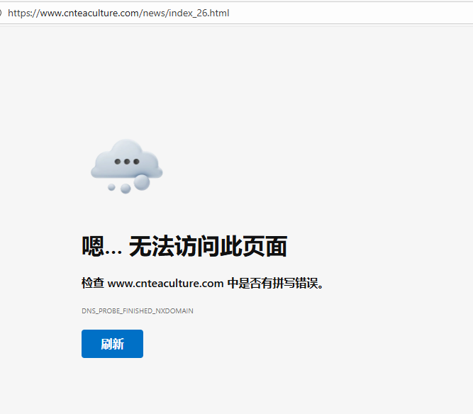 该网址显示“无法访问此页面” 网站截图