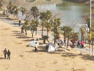 市民在瑶湖郊野森林公园享受冬日暖阳