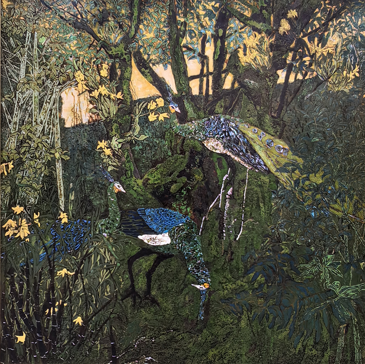 漆画 《隐入风雨》张君霞绘