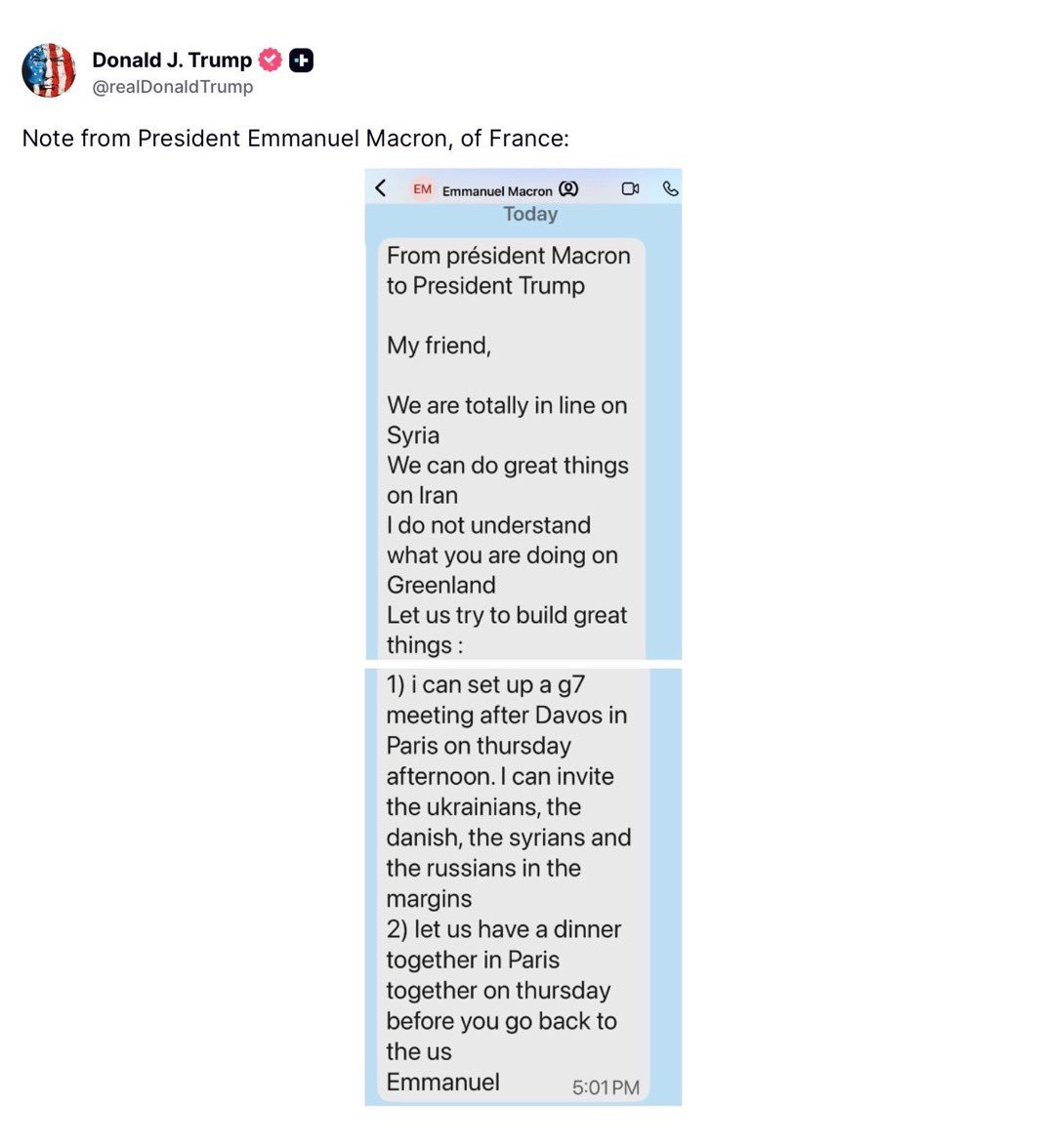 马克龙短信被特朗普曝光:我不懂你在格陵兰做什么