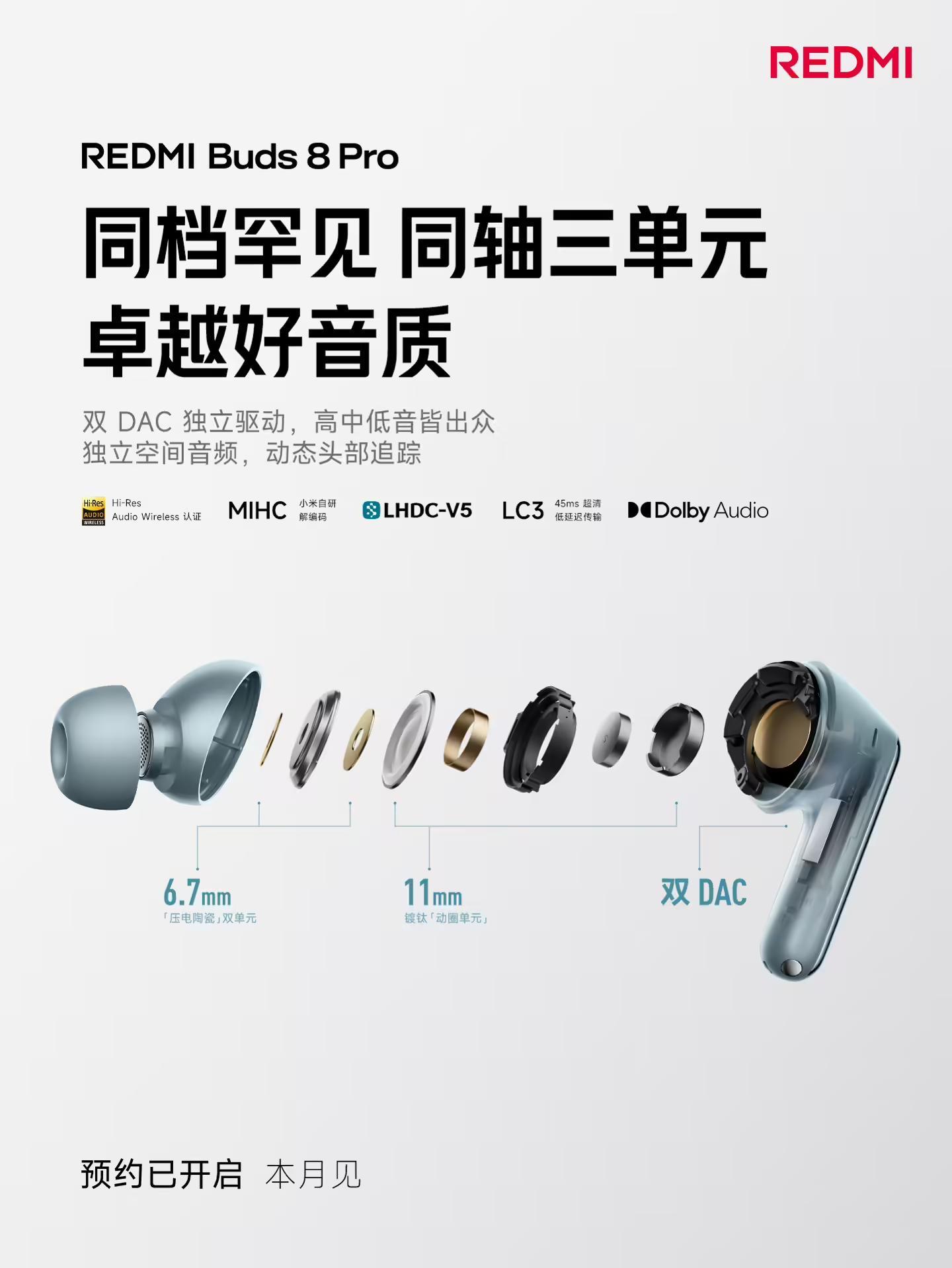 小米REDMI Buds 8 Pro耳机官宣搭载“同档罕见”圈瓷同轴三单元，本月见_老虎社区_美港股上老虎- 老虎社区