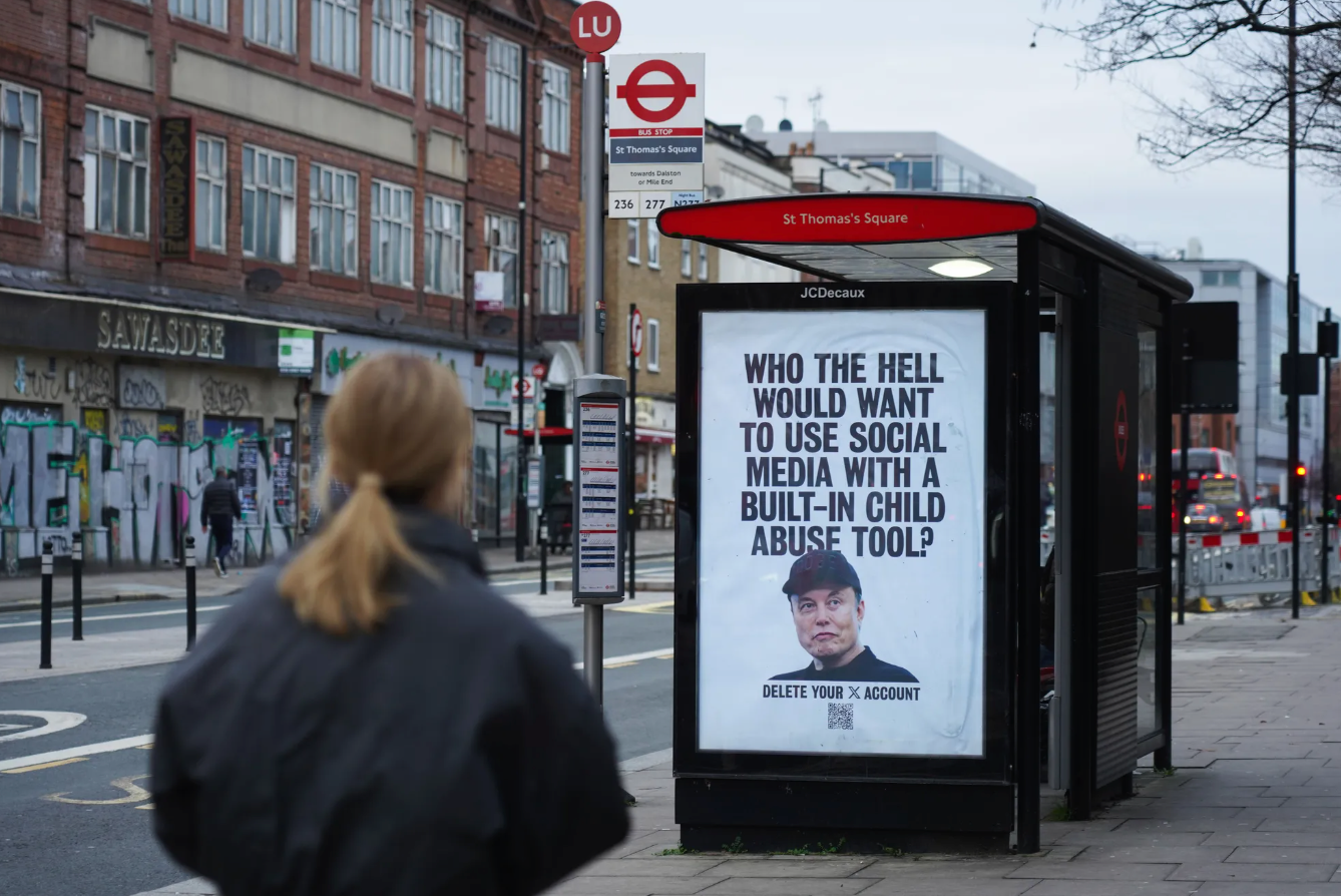 英国抗议马斯克的海报