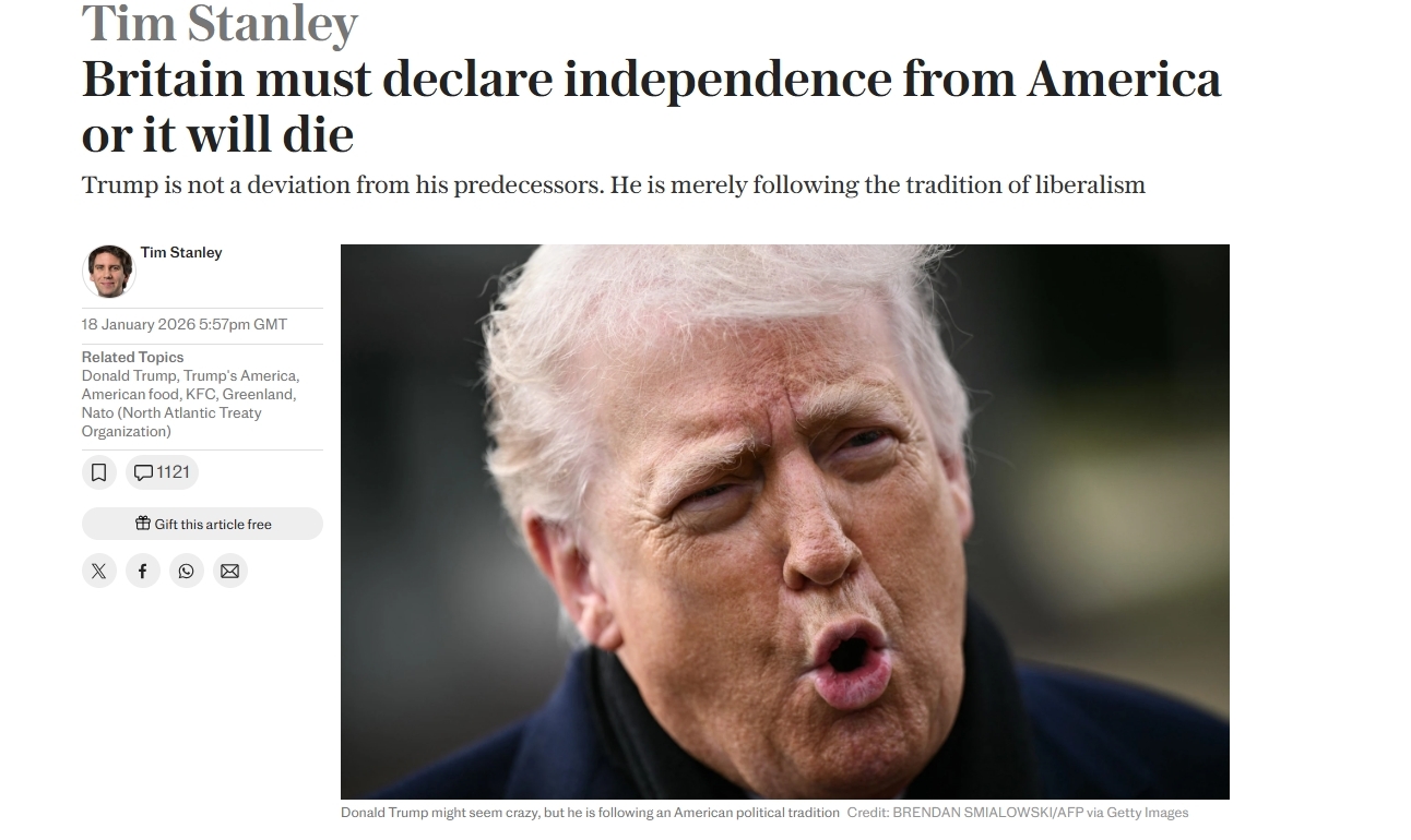 英媒警告:英国必须宣布独立于美国,否则将灭亡