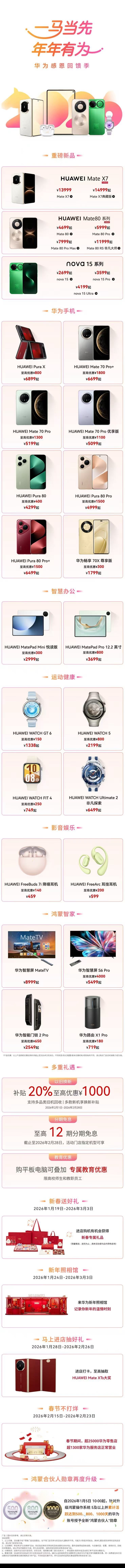 华为官网春节最高降价4000元