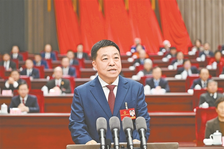 叶建春作政府工作报告。本报全媒体记者 林 君摄