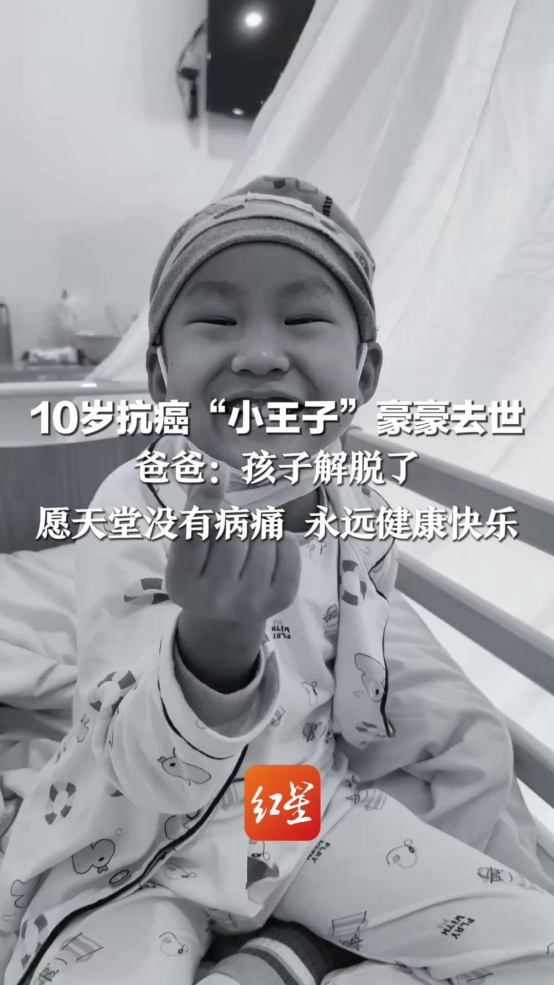 10岁抗癌“小王子”豪豪去世 爸爸：孩子解脱了 他4岁确诊 经历17次化疗2次骨髓移植 愿天堂没有病痛 永远健康快乐
