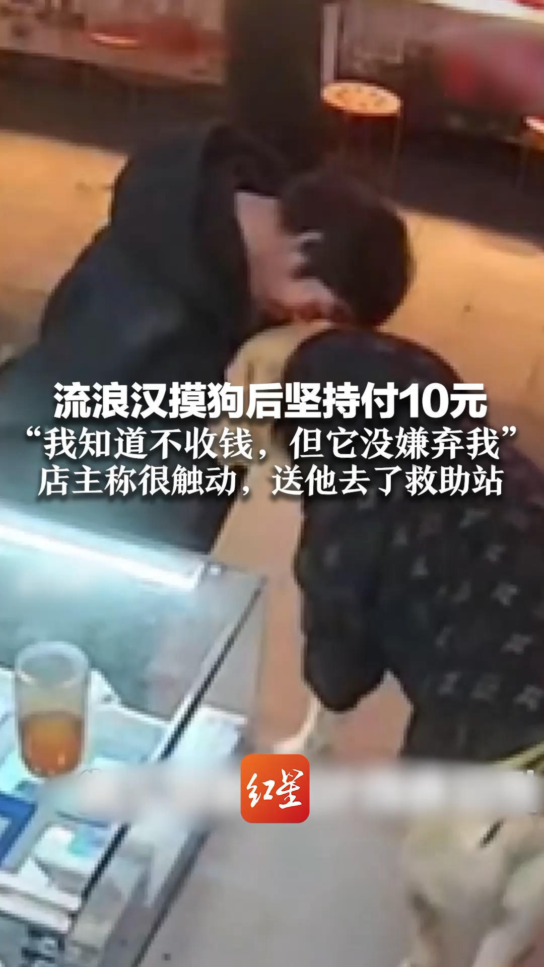 这句话让人破防！流浪汉摸狗后坚持付10元 “我知道不收钱，但它没嫌弃我” 店主称很触动，送他去了救助站