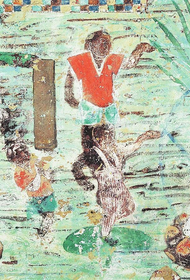 莫高窟第220窟壁画　童子嬉戏叠罗汉