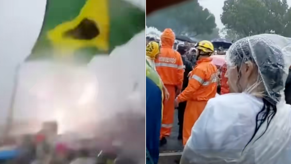 巴西一场集会上人群突然遭雷劈 ，数十人受伤