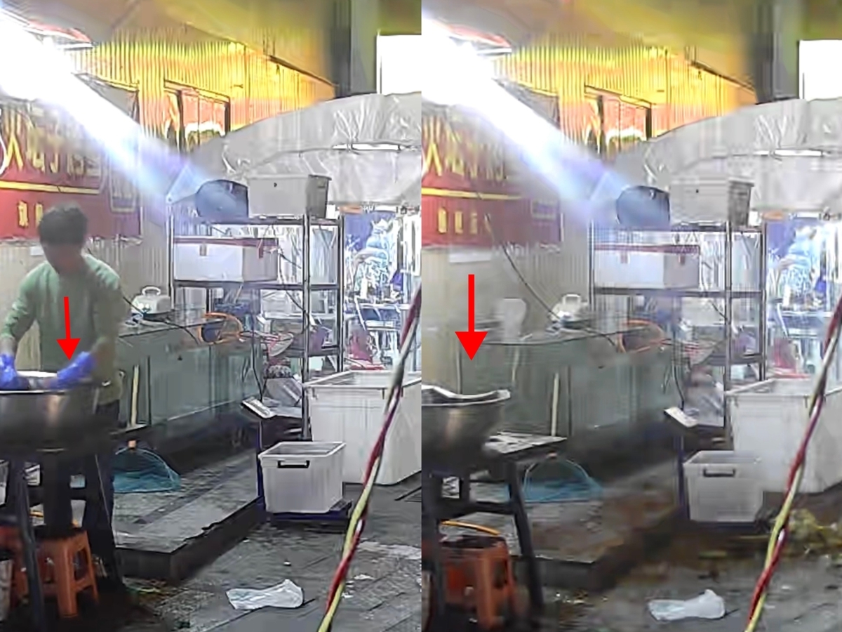 花盆坠落到正下方(监控截图)