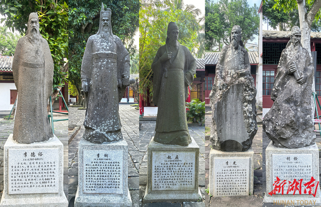 五公祠里的五公塑像。（拼图）