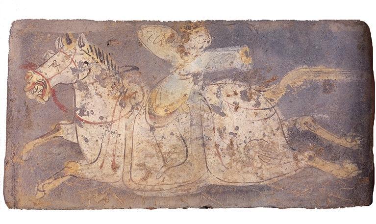 敦煌佛爷庙湾出土的“李广骑射”彩绘壁画砖