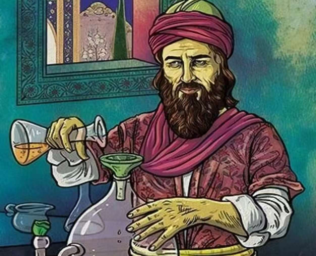 拉齐（ Al-Razi Rhazes）: 临床医学、化学（蒸馏）、儿科、传染病学 图片来源：Muslim Mirror website